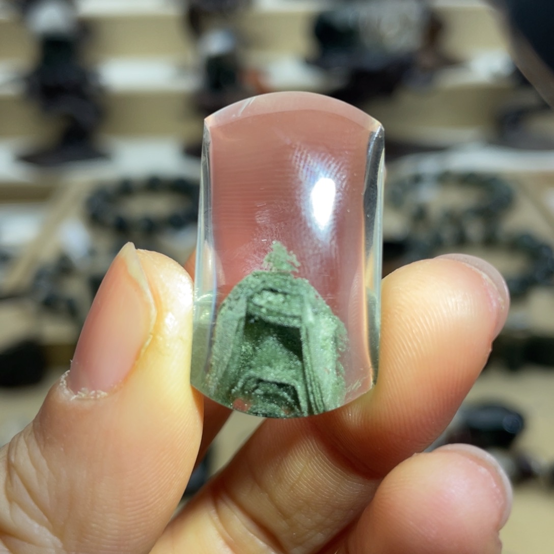水晶颈饰未镶嵌绿幽灵金字塔无事牌