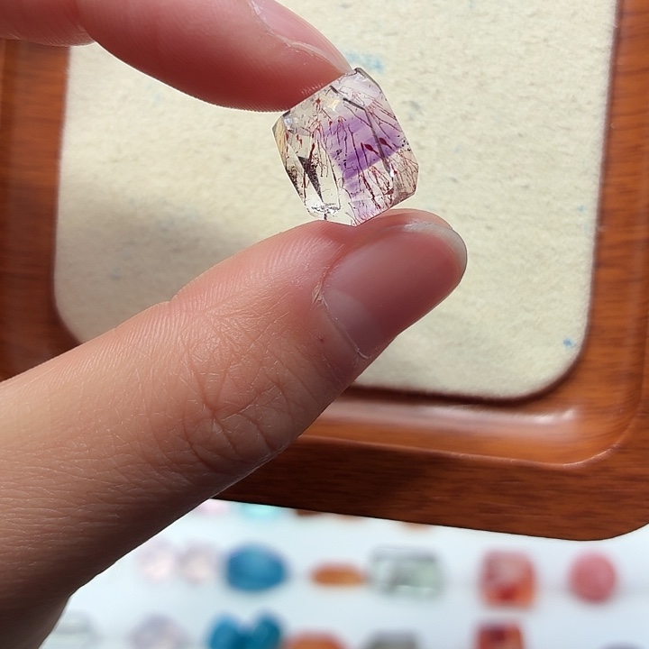 银S925镶嵌水晶珠宝半成品紫超七随型