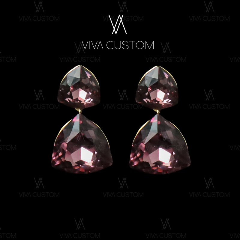 合金合成锆石耳饰 简约百搭曼陀罗紫色耳钉