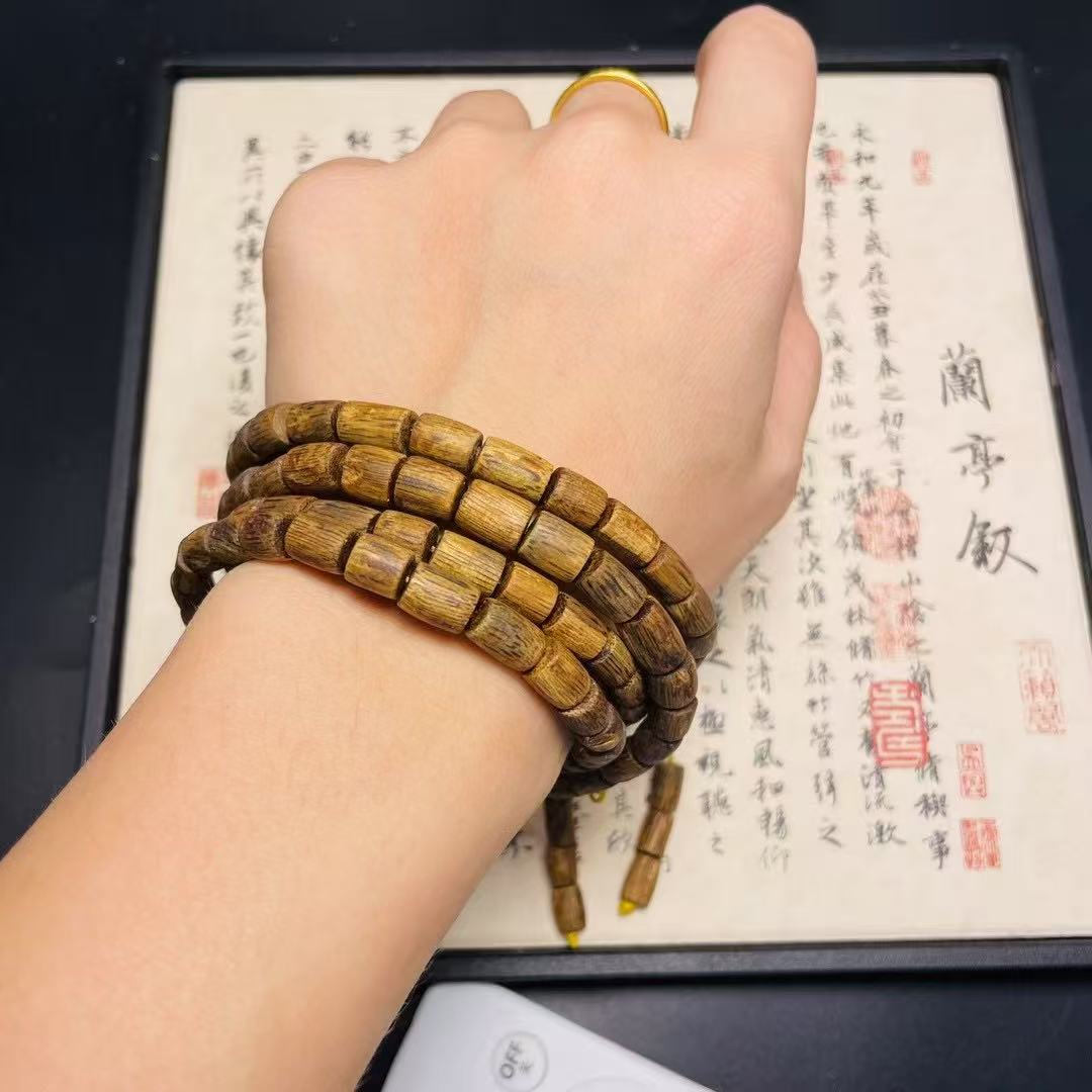 沉香随形白棋桶珠多圈手串多样性发一