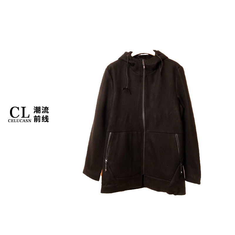 A7VIN085#秋冬潮版休闲时尚百搭宽松连帽长袖保暖外套男士