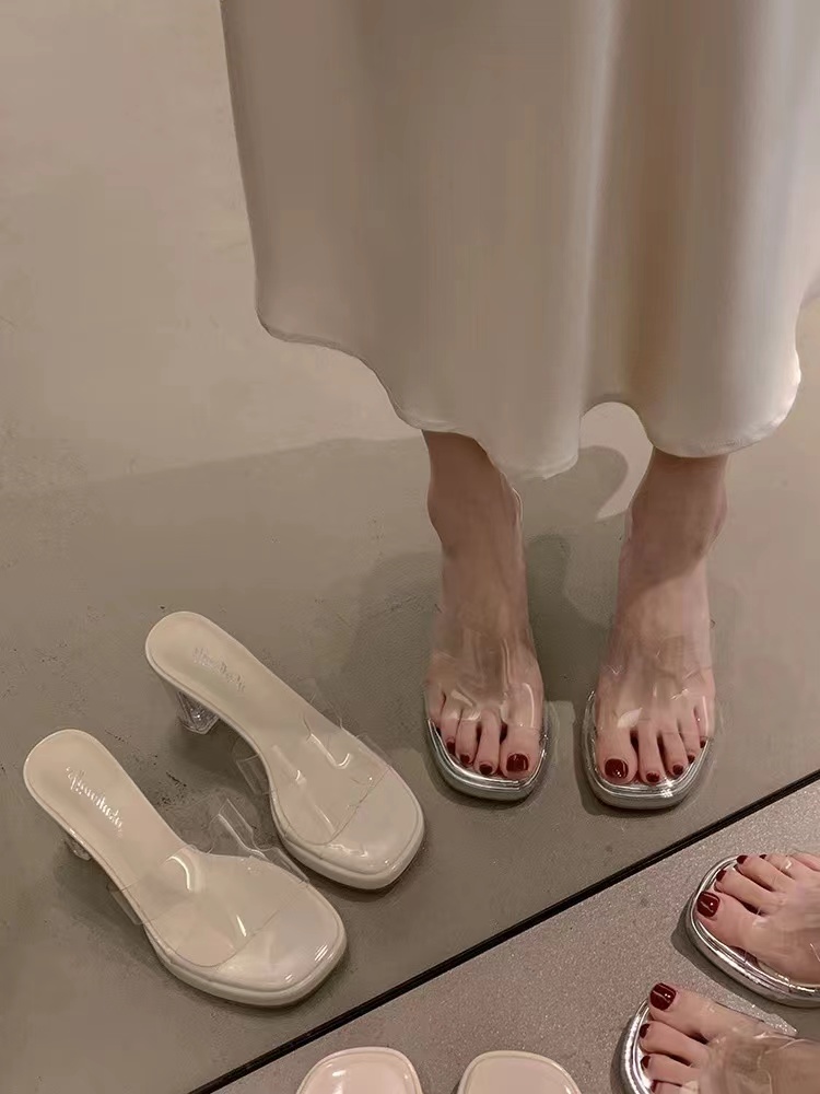 夏款法式拖鞋女新款配裙子仙女风透气拖鞋1233