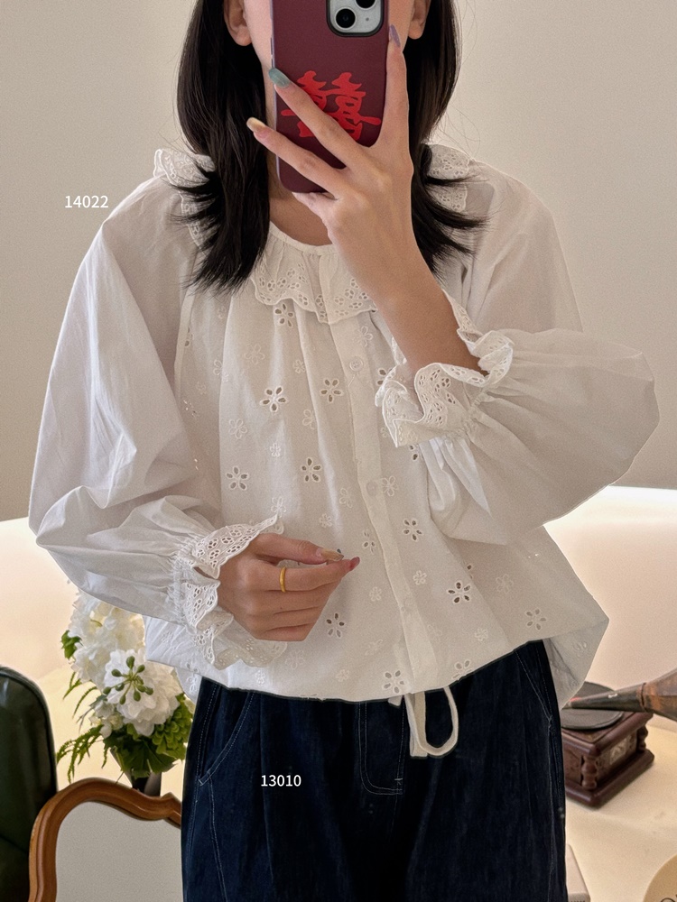 【杭州S姐 精品女装】镂空刺绣衬衫14022