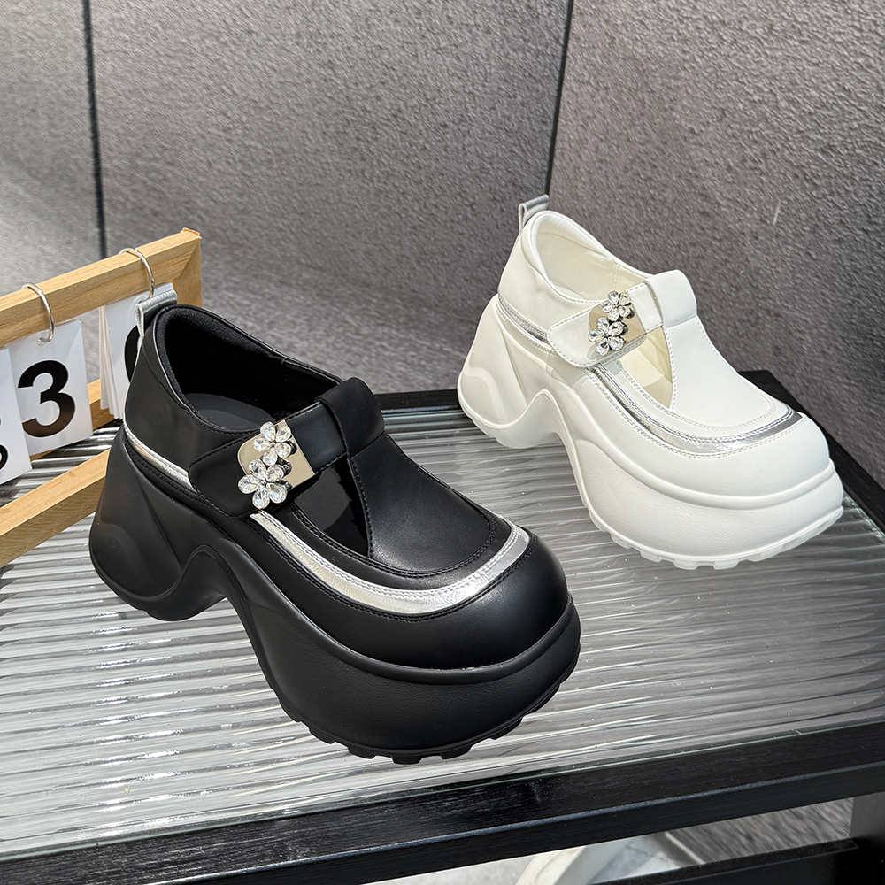 【芊朵】9公分包头魔术贴凉鞋2025夏季小白鞋女百搭厚底显瘦拖鞋子