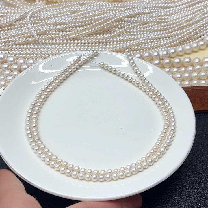 淡水珍珠天然珍珠项链银S925镶嵌16