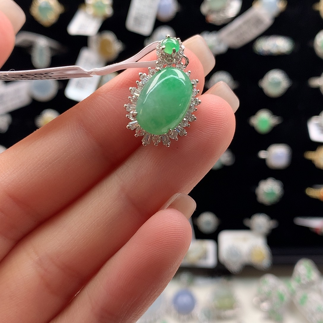 翡翠银S925镶嵌颈饰吊坠