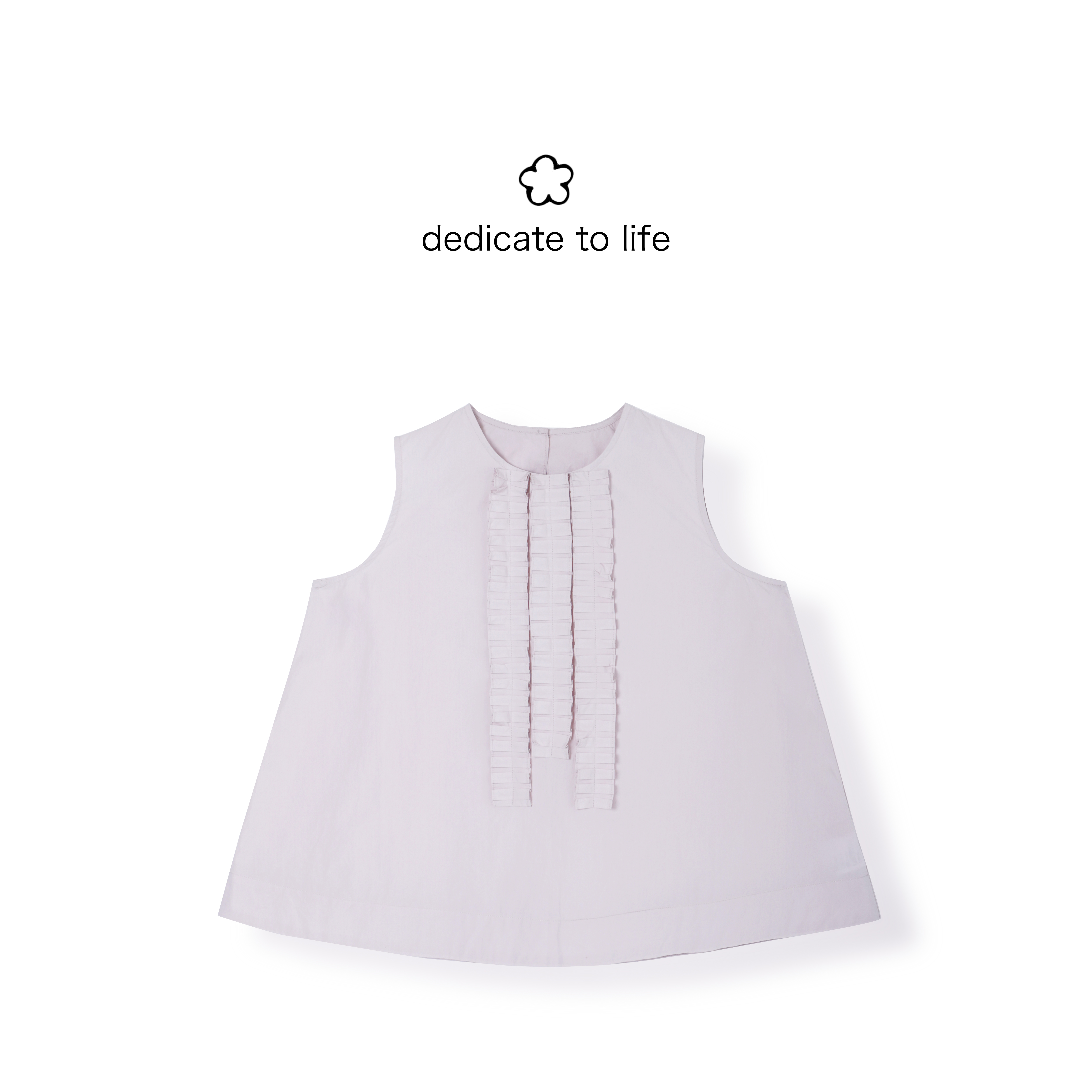 Dedicate献给原创女装/灰粉色胸前褶皱无袖小衫/休闲百搭设计师