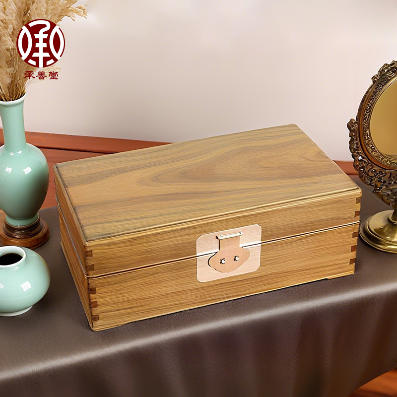 承善堂绿檀木首饰盒中式双层饰品盒桌面收纳盒送女朋友高档礼物盒
