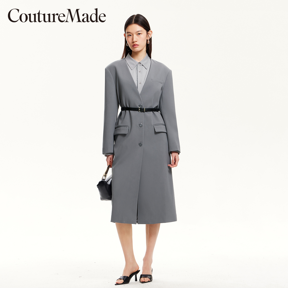 【羊羊专属】Couture Made风衣V领单排扣长款直筒风衣325121001