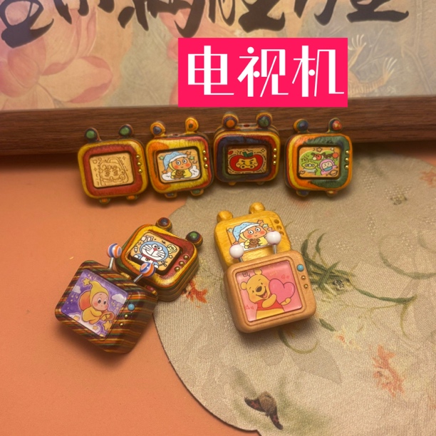 爆款手工串珠DIY檀木电视机背云隔珠可爱文玩配饰配件百搭