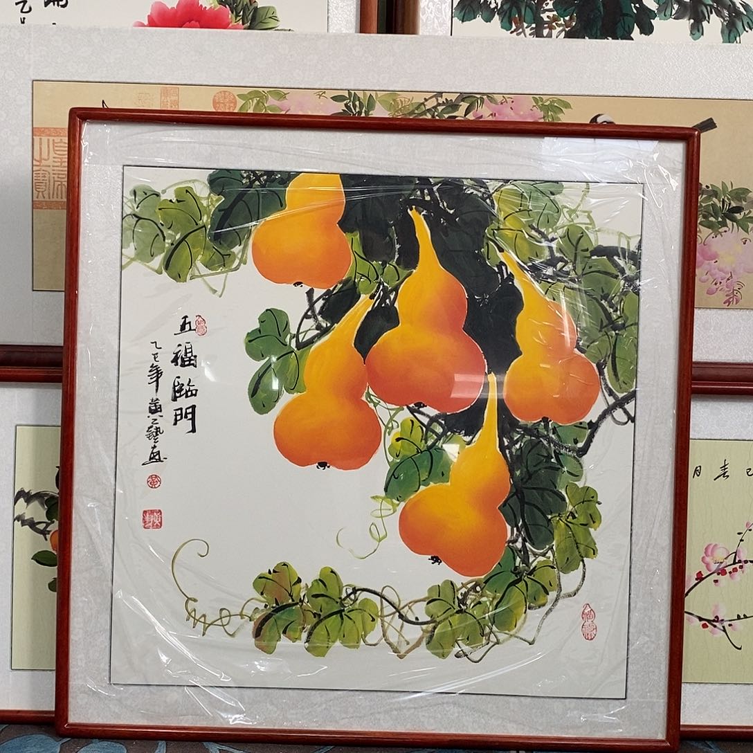 国画带框82厘米手绘