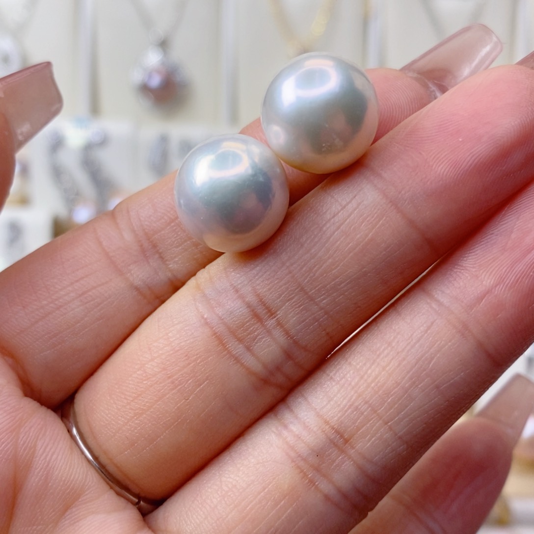 淡水珍珠耳饰银S925镶嵌