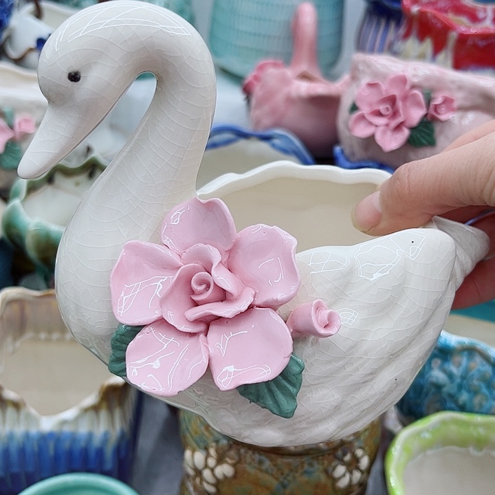 多肉绿植陶瓷花盆9.9包邮，有孔