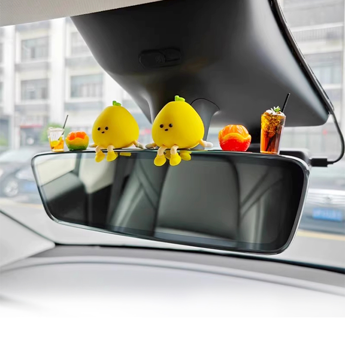 汽车屏幕装饰小摆件车载后视镜可爱玩偶车上车内中控饰品坐姿柚子