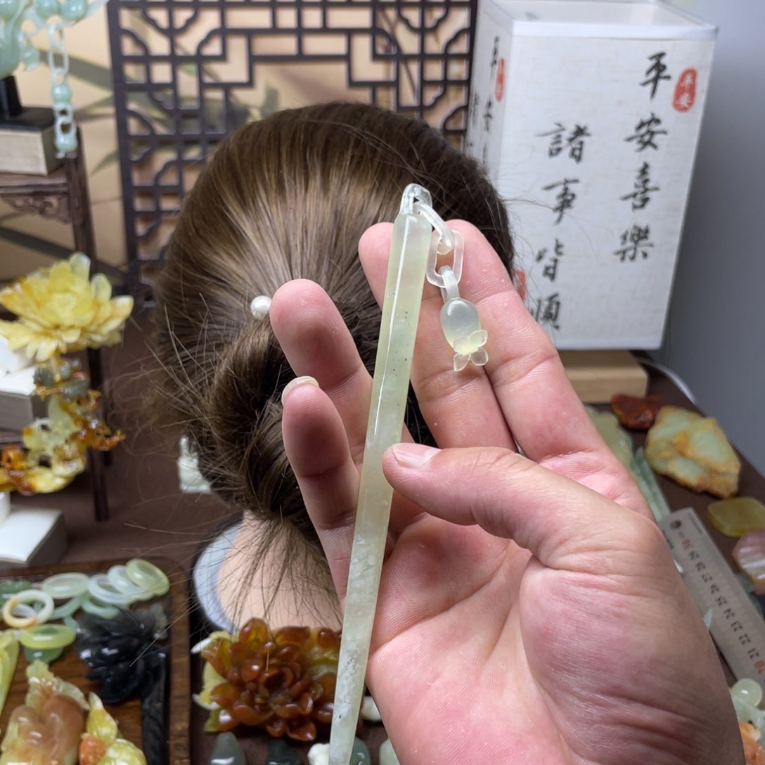 岫玉发饰未镶嵌暖**木