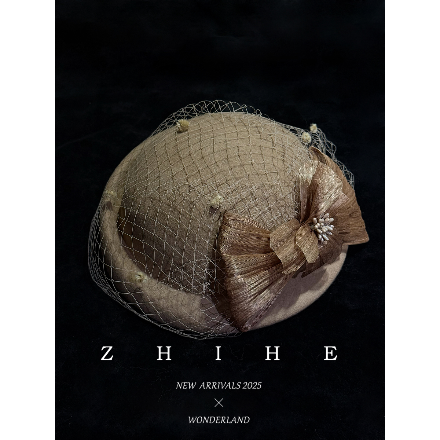 无艳一禾真丝麻蝴蝶结礼帽YHSC025178