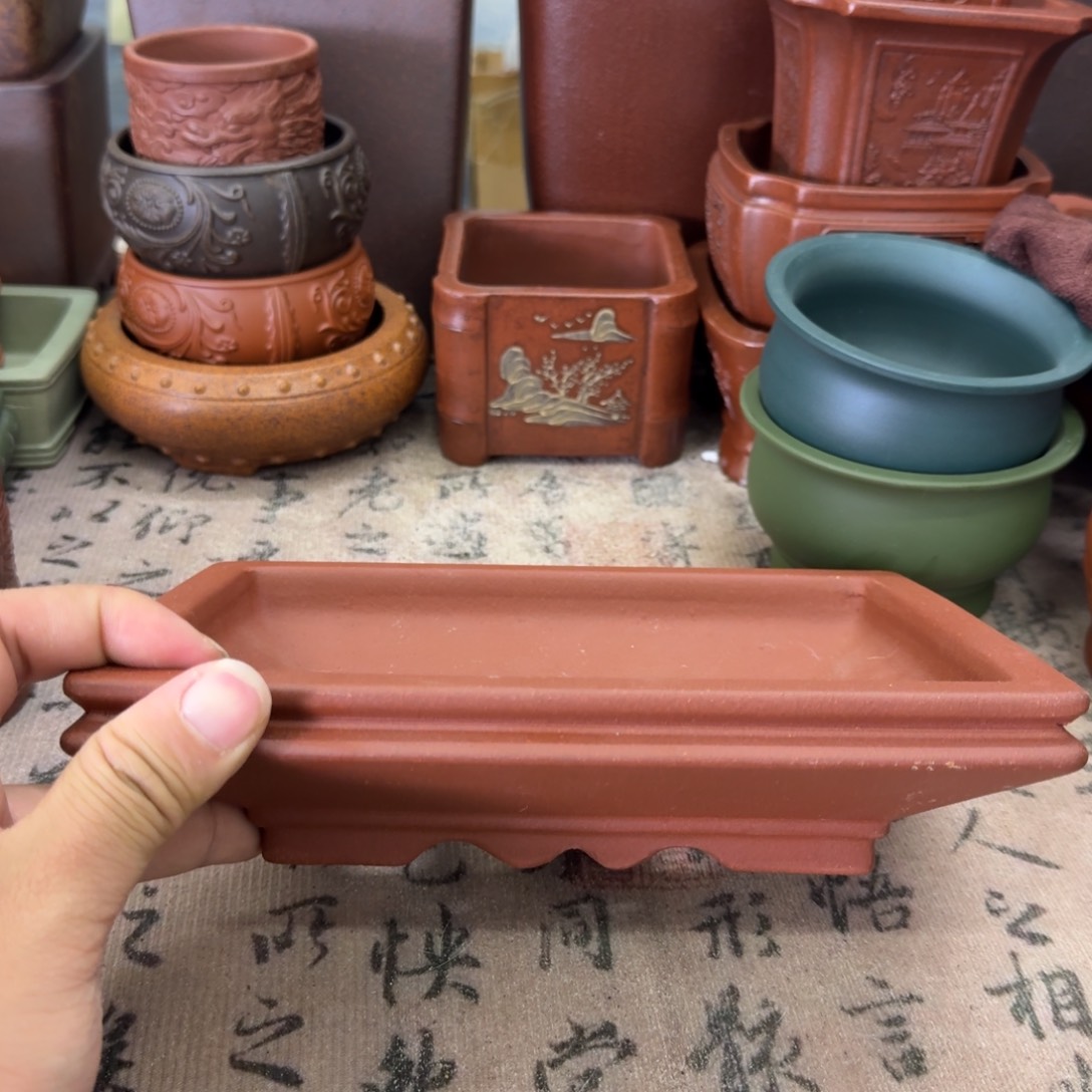 紫砂花盆宜兴紫砂正品19x13.5x3.5