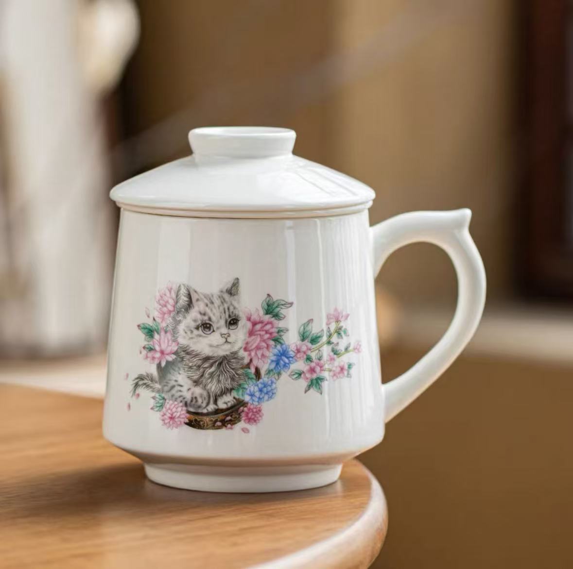 白瓷萌猫-办公杯@ZH1237