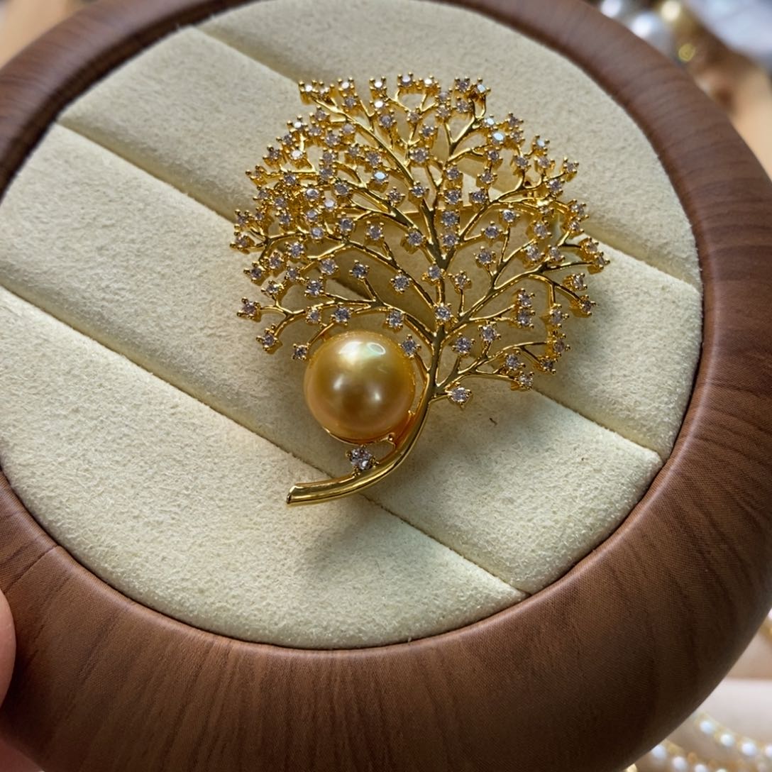 海水珍珠胸针合金