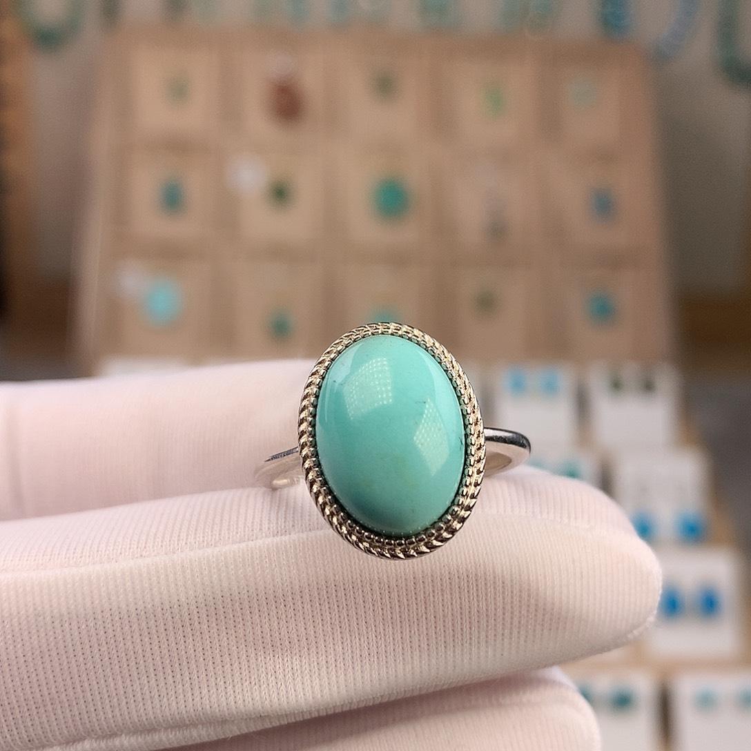 期****绿松石银S925镶嵌戒指