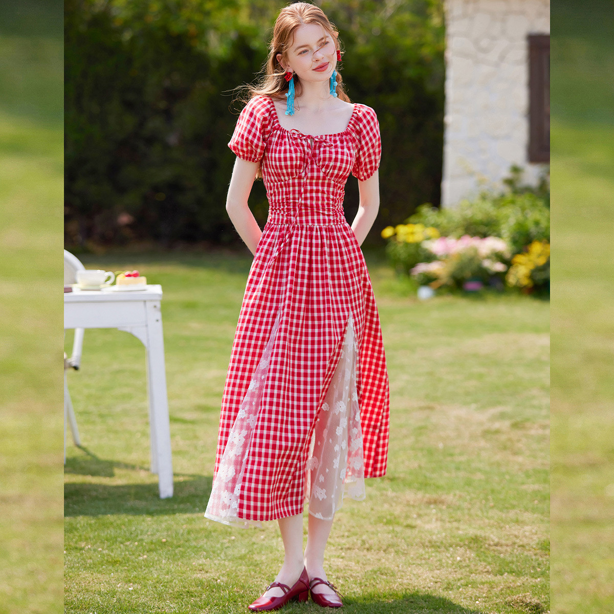 【黄蓉推荐】&白鹿语甜美撞色拼接女装连衣裙WYU20146