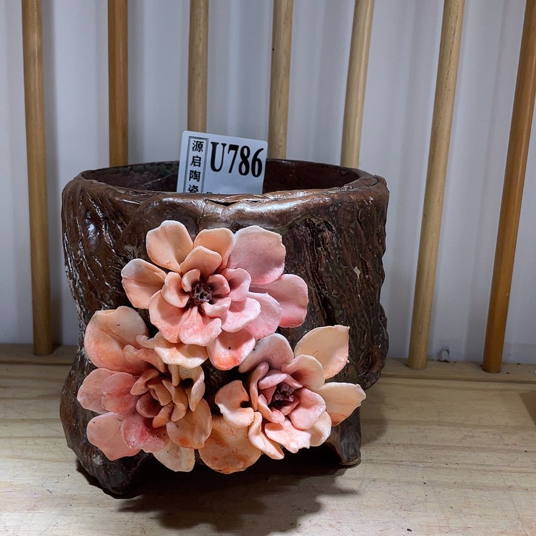 紫砂花盆景德镇陶瓷花盆786