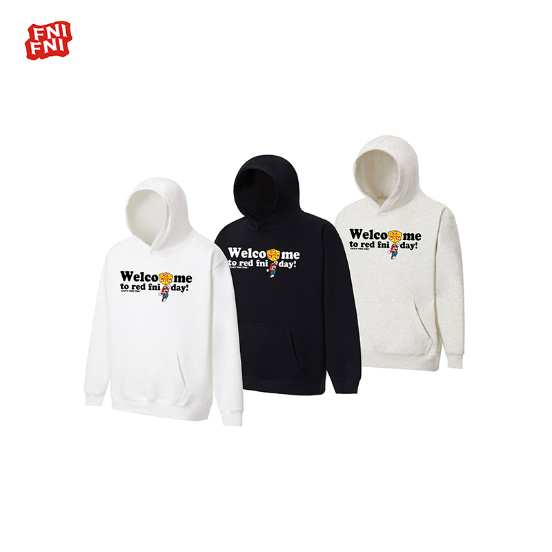 FNI红标（马里奥标语）美式boxy重磅连帽卫衣男女款秋冬加绒胶浆