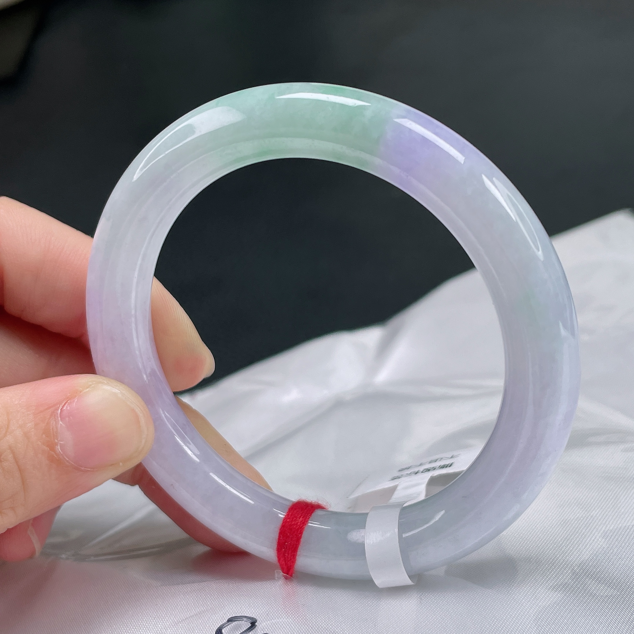 1207缅甸天然A货翡翠手镯54圈好种春彩圆条手镯时尚百搭少女款