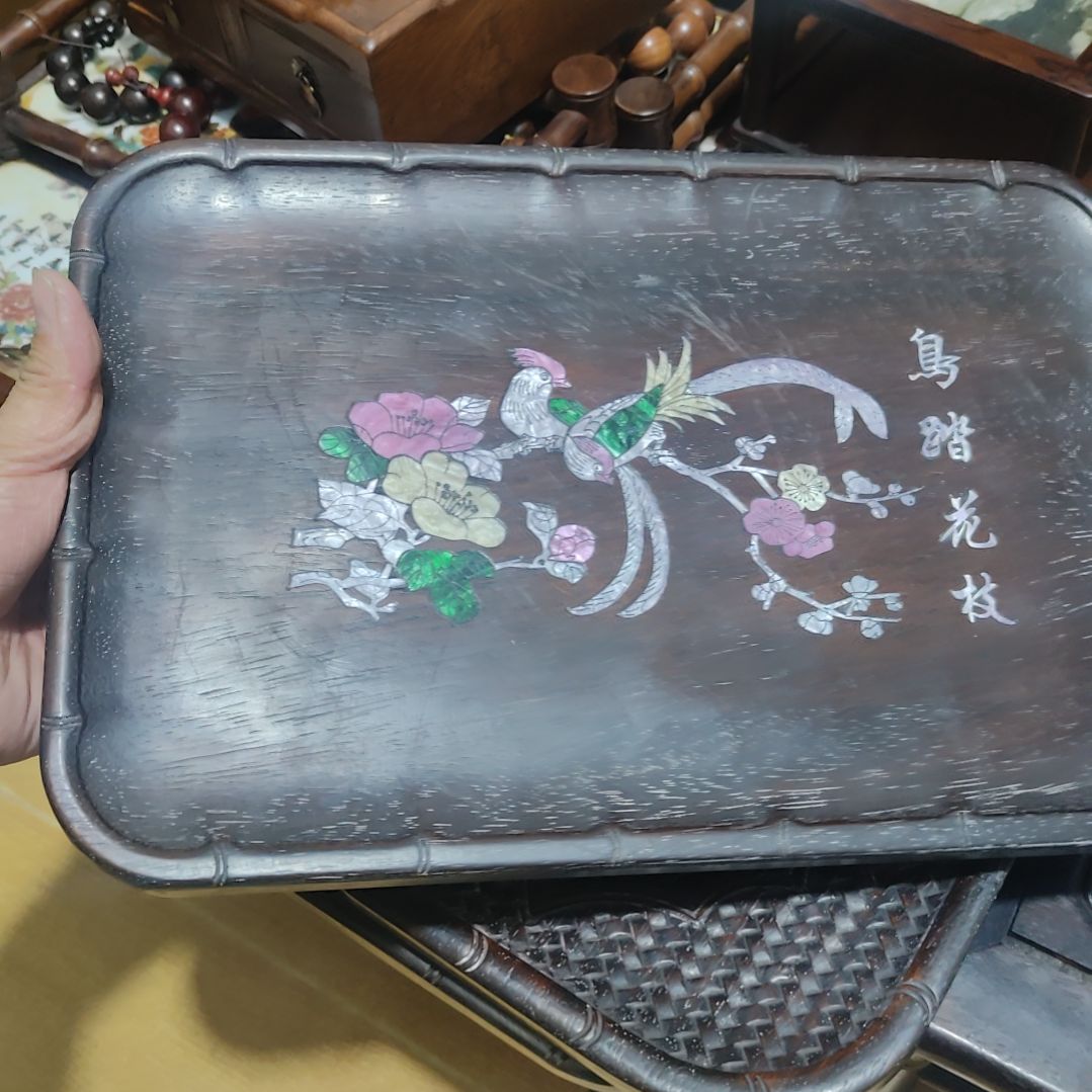 精品茶盘，彩贝镶嵌