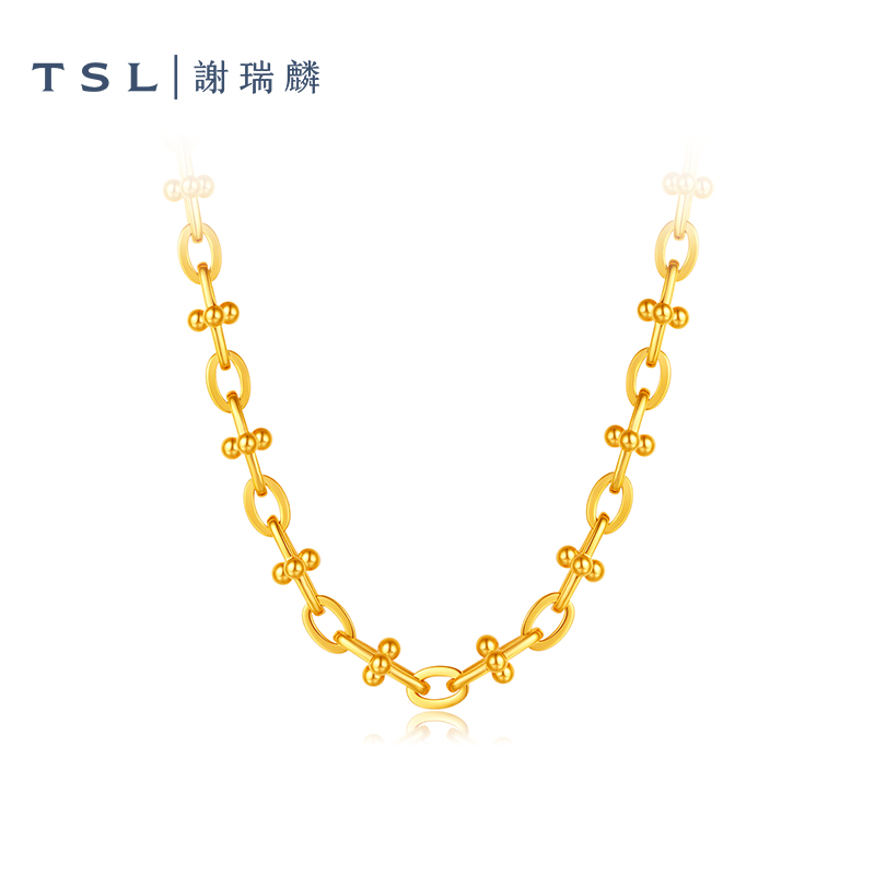 TSL/谢瑞麟计价足金OT扣长方马蹄黄金项链2025新年爆款节日礼物
