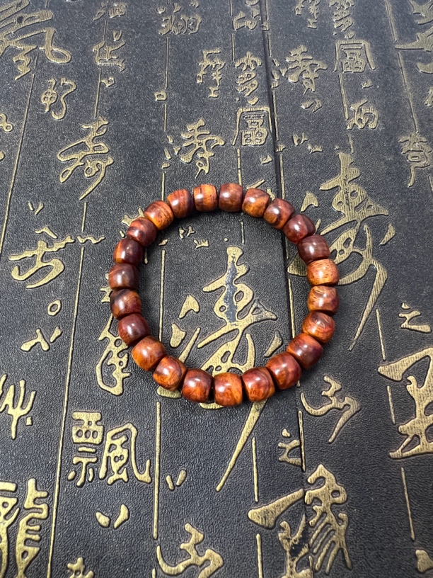 保真海南黄花梨老型手串无相二代木质油梨虎皮纹8*9黄花梨手串