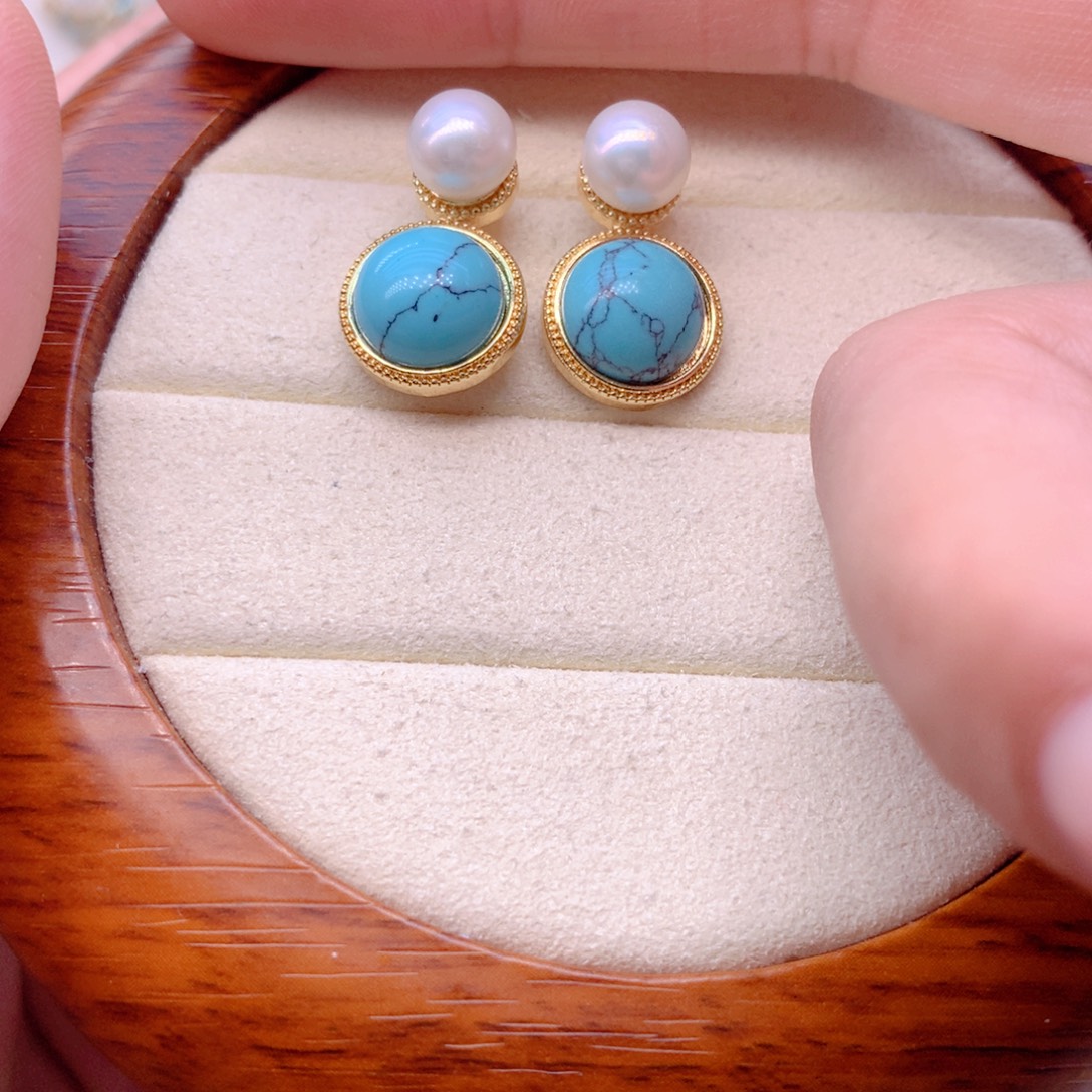 合金淡水珍珠耳饰