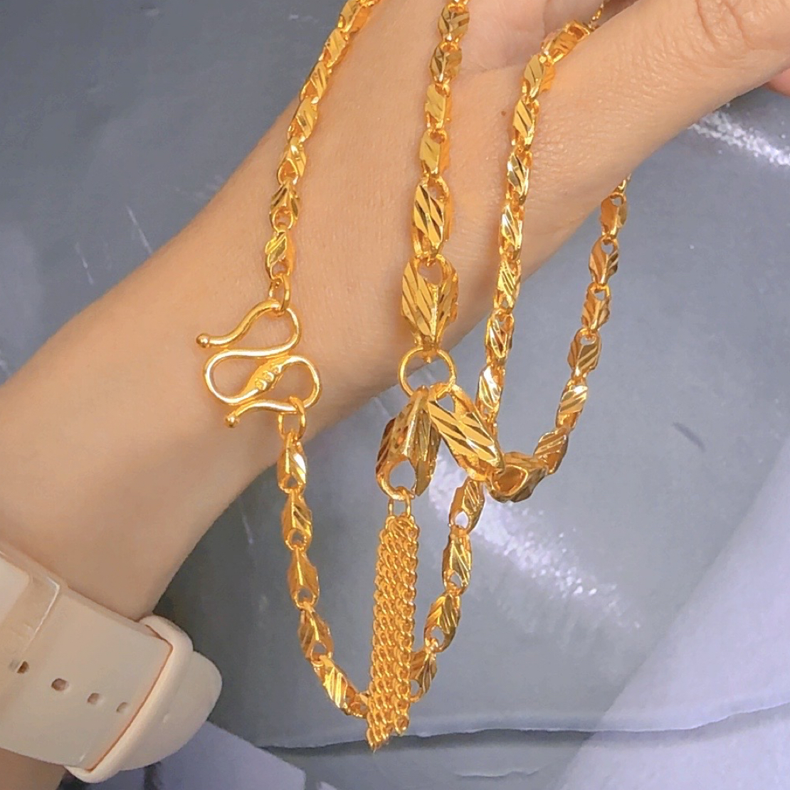 铜合金项链 D&K可爱风轻奢风合金女铜合金手工经典项链金色饰品