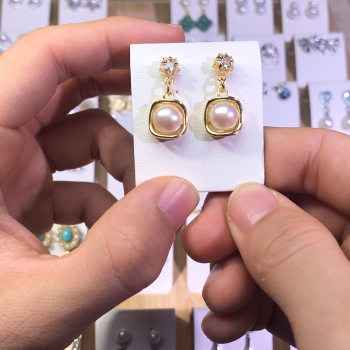 淡水珍珠耳饰银S925镶嵌