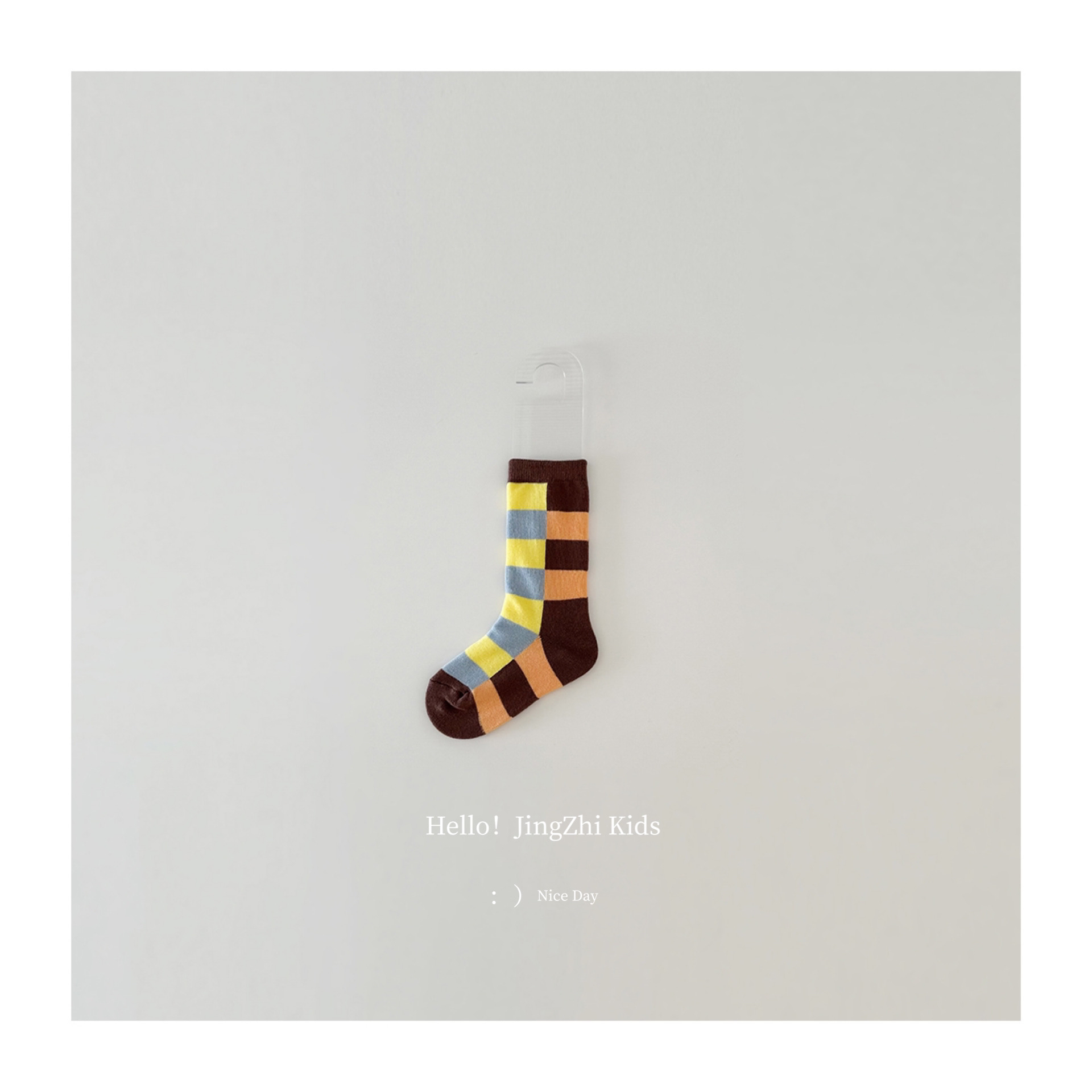 【童袜】秋季儿童潮款半筒袜男女童INS风棉袜 中筒-格纹撞色中筒袜