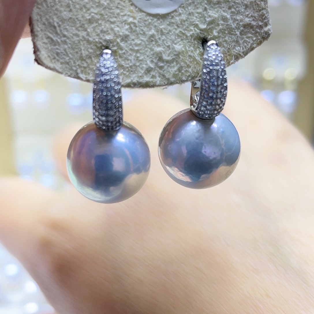 淡水珍珠耳饰银S925镶嵌