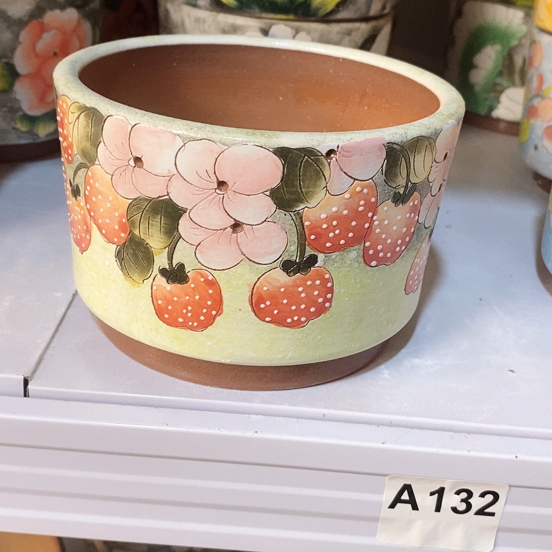紫砂花盆红陶手绘花盆