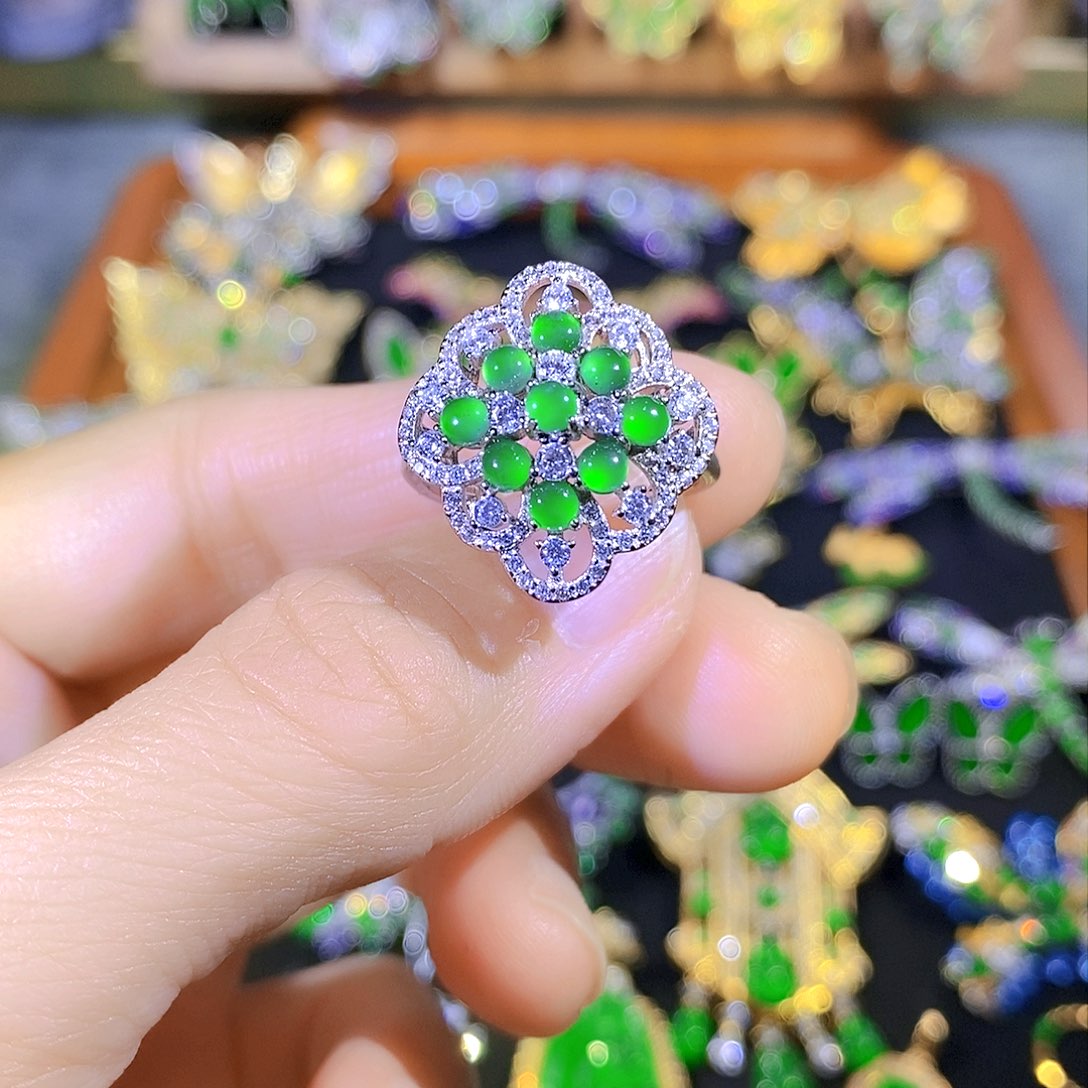 吊坠(不含链)银S925镶嵌翡翠