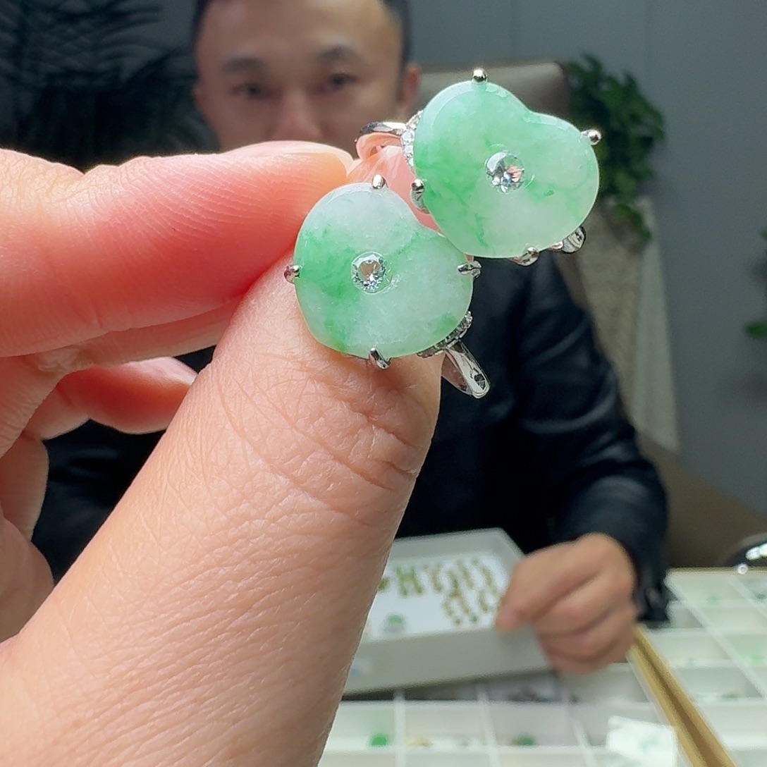翡翠银S925镶嵌戒指多样性发货其一