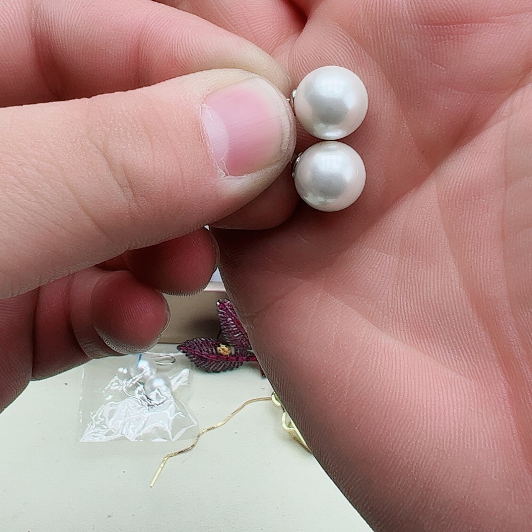 淡水珍珠耳饰银S925镶嵌