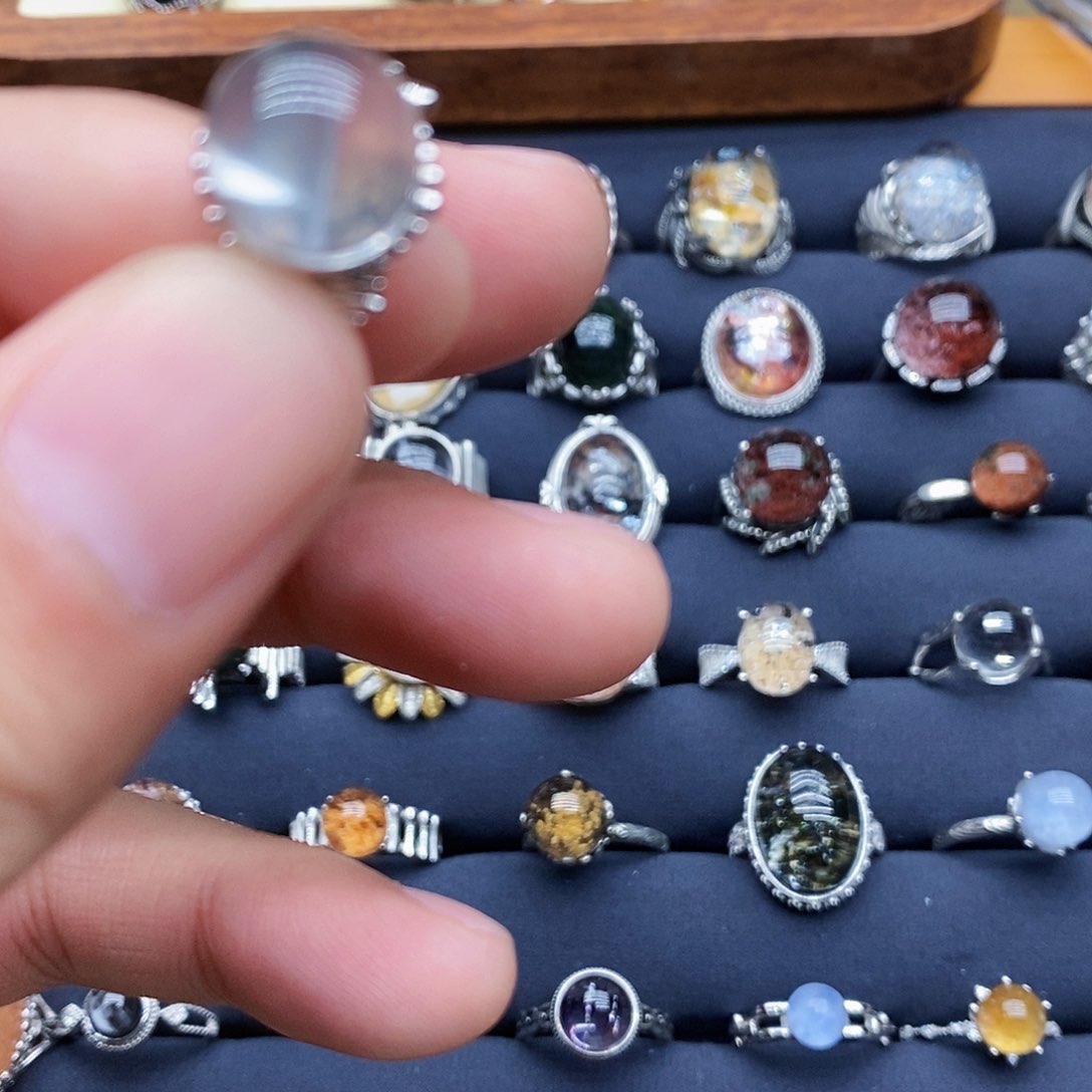 水晶戒指银S925镶嵌柒**释天然水晶戒指