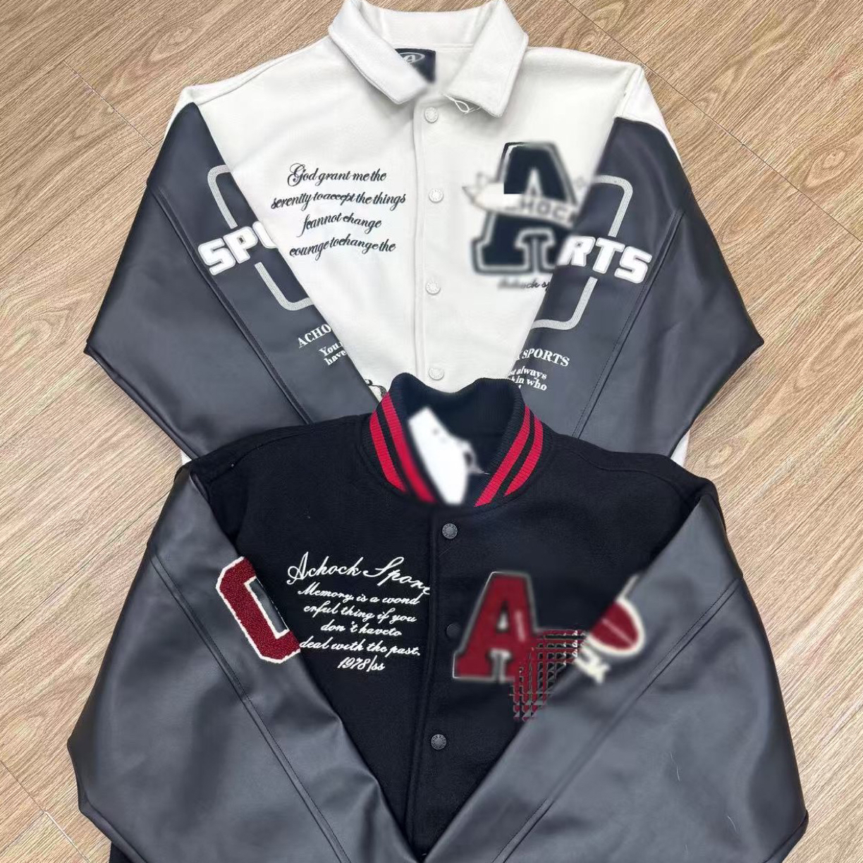 A西美式毛巾撞色棒球服外套