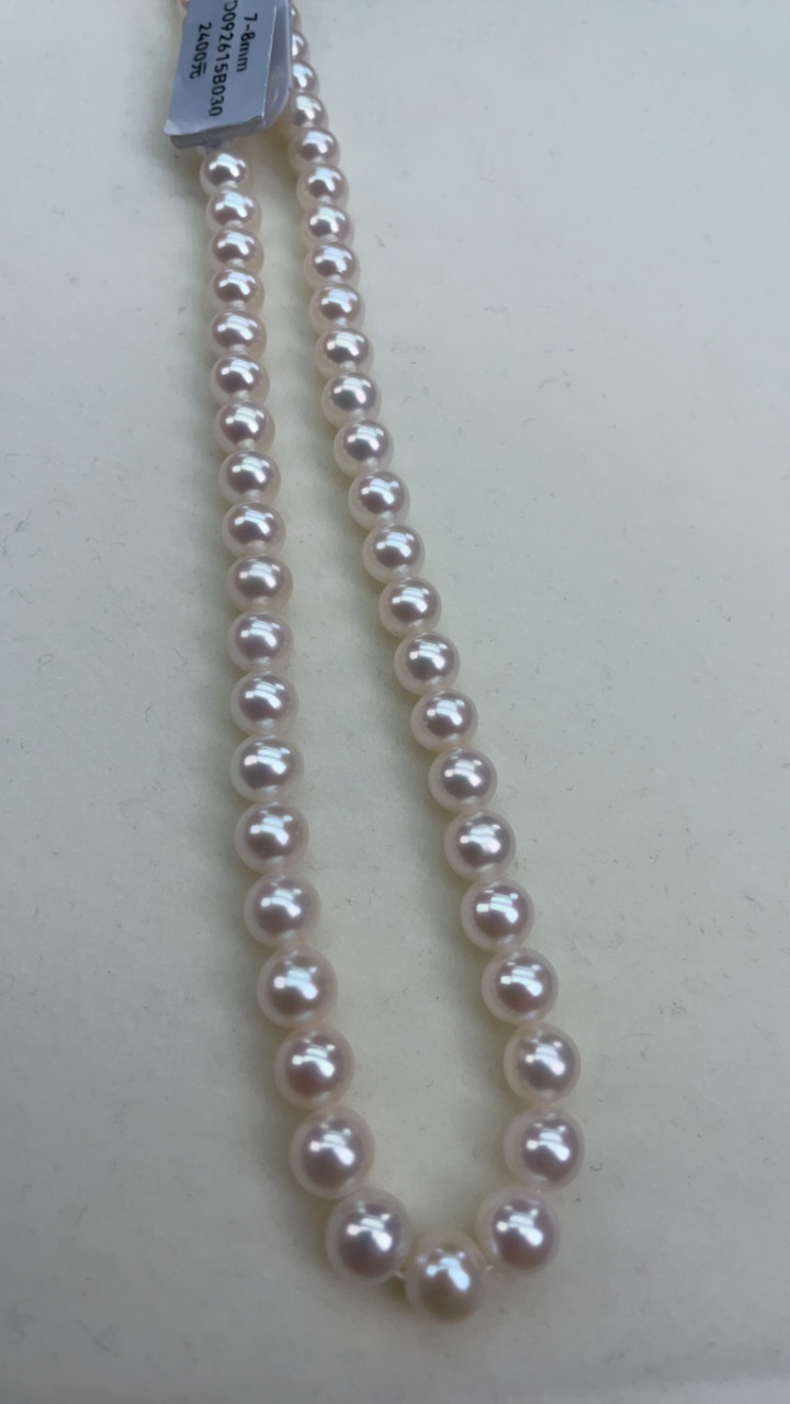 7-8正圆炫彩透粉光极微瑕淡水项链