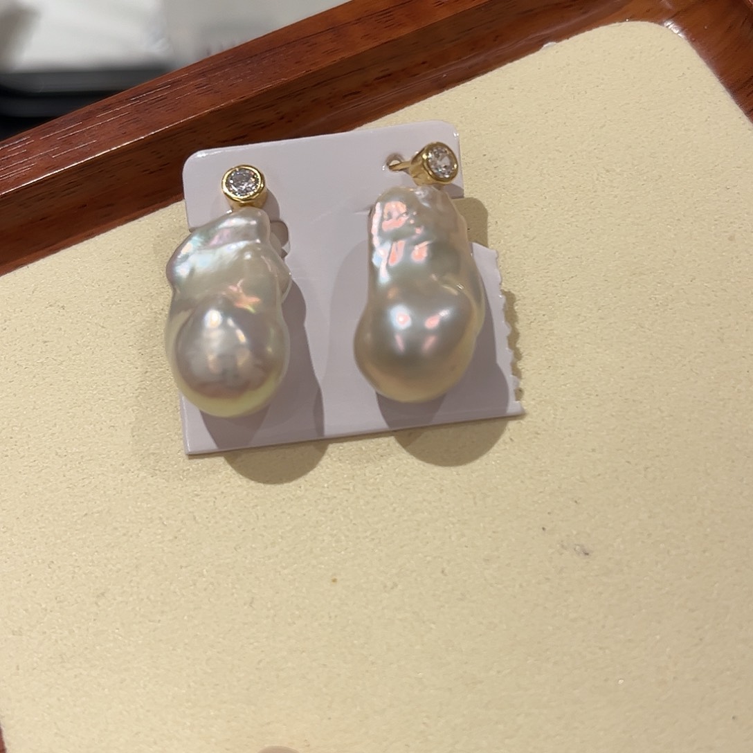 淡水珍珠耳饰银S925镶嵌