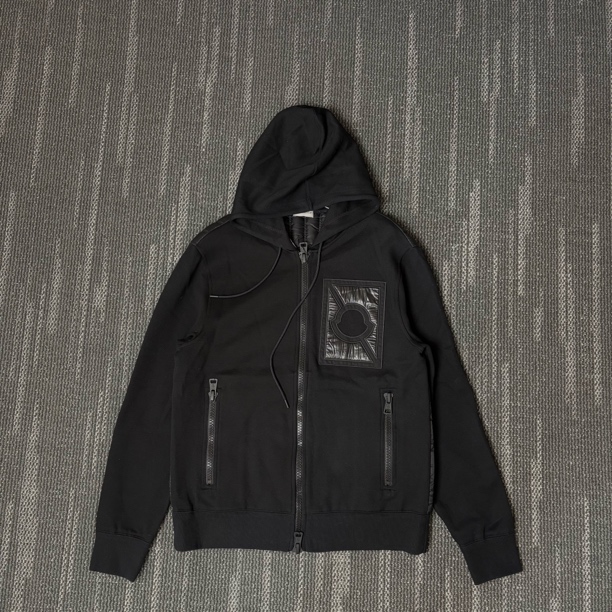 99新 MONCLER 图形logo连帽拼接夹克外套/L码
