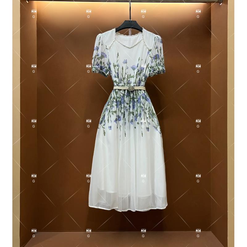 春夏丨设计师轻奢法式印花女士连衣裙 0033