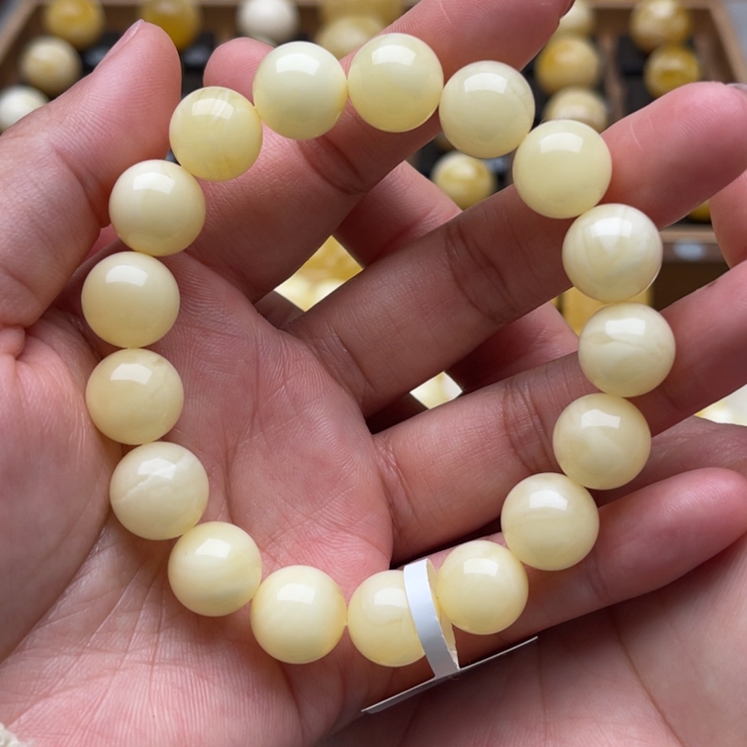 琥珀未镶嵌裸石蜜蜡手串12+笑
