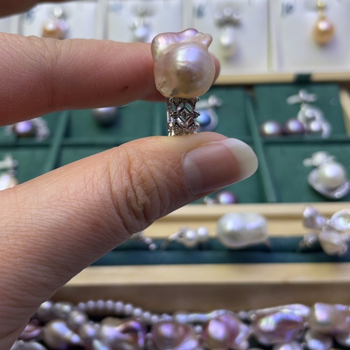 淡水珍珠戒指合金