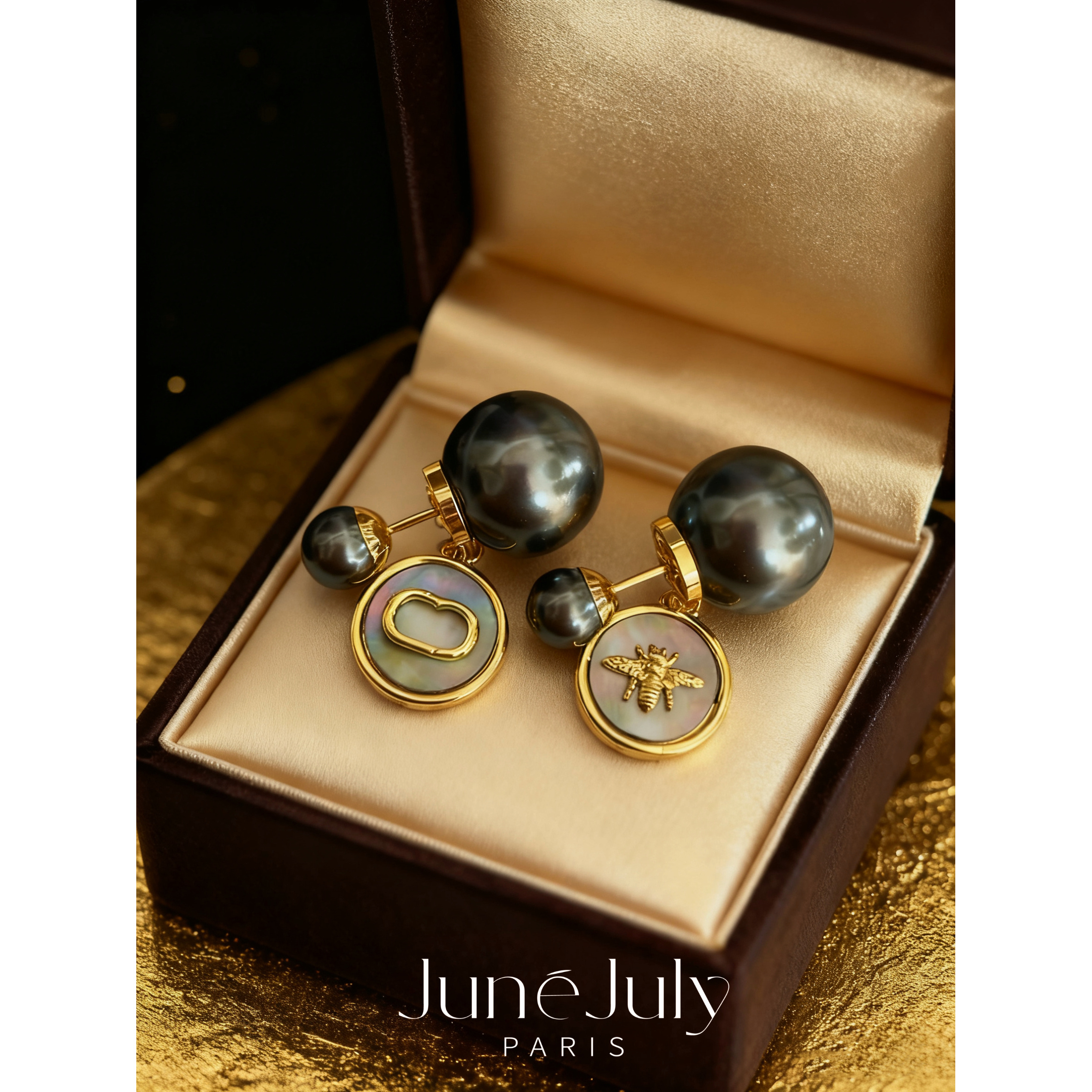 钛钢耳饰 JuneJuly CD26炫彩新款不对称蜜蜂耳钉