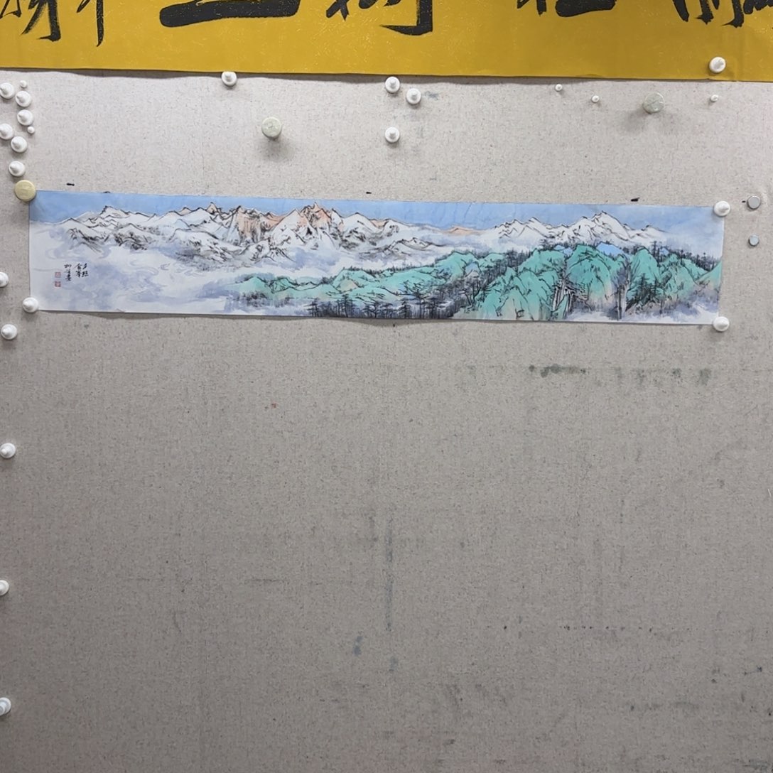 国画柳谦 横幅日照金山